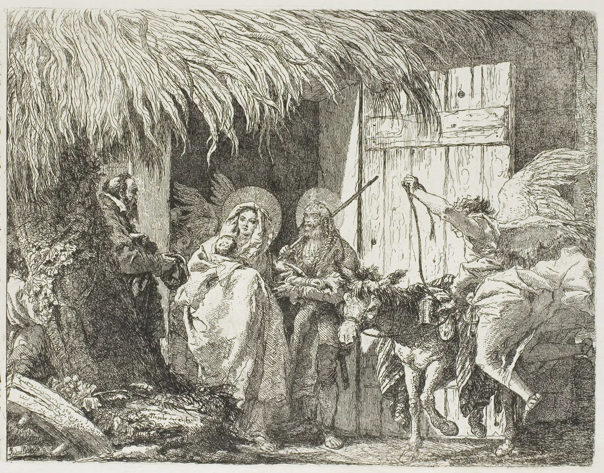 Joseph and Mary Seeking Shelter, plate five from The Flight into Egypt by Giovanni Domenico Tiepolo, print, 1753