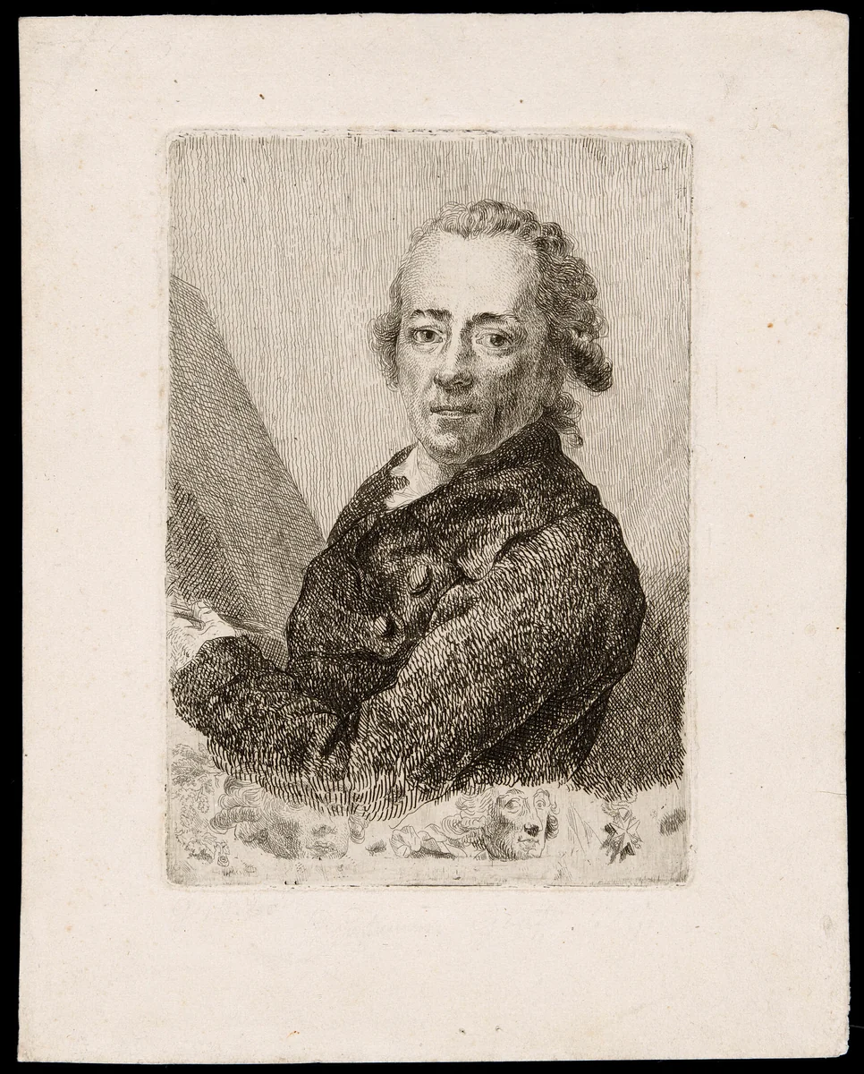 Self-Portrait before an Easel by Anton Graff, print, 1782-1792