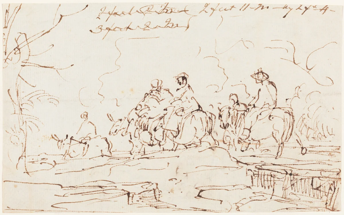 Figures in a Landscape [recto] by Thomas Barker, drawing, 1769-1847