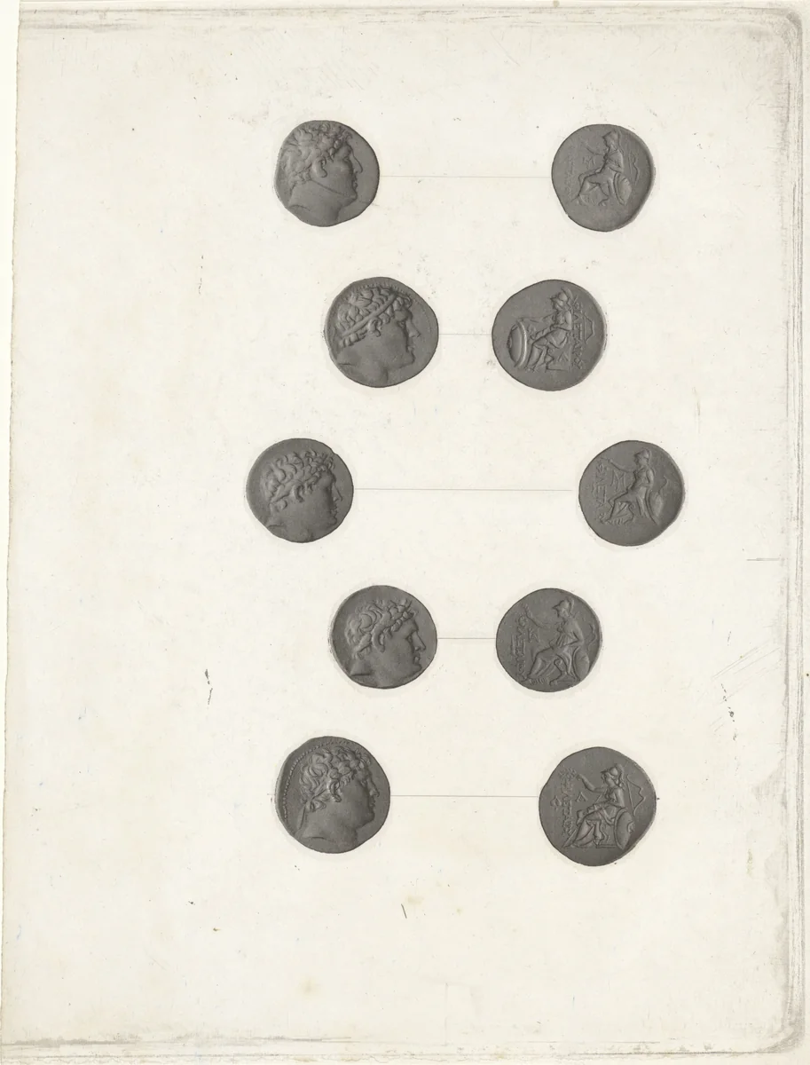 Romeinse munten by Jan Dam Steuerwald, print, 1839-1863