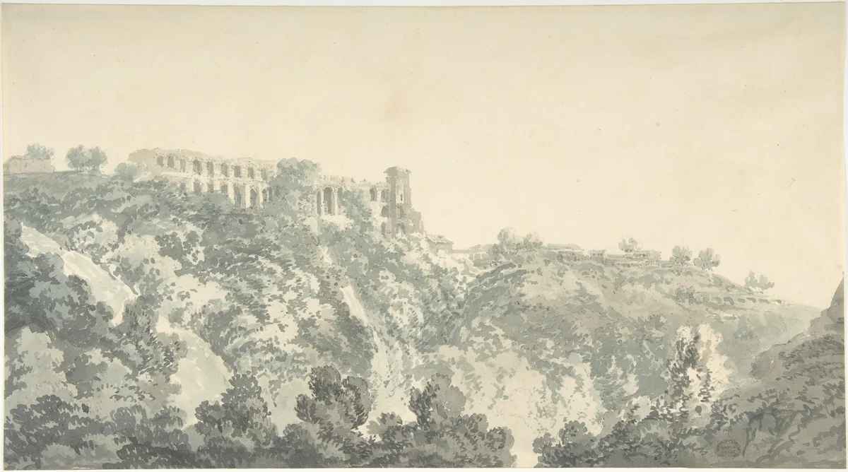 Tivoli, Villa of Maecenas and part of the Cascatelle by Joseph Turner, drawing, 1794-1797