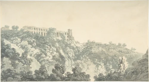 Tivoli, Villa of Maecenas and part of the Cascatelle by Joseph Turner, drawing, 1794-1797