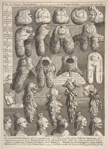 The Five Orders of Periwigs by William Hogarth, print, 1761