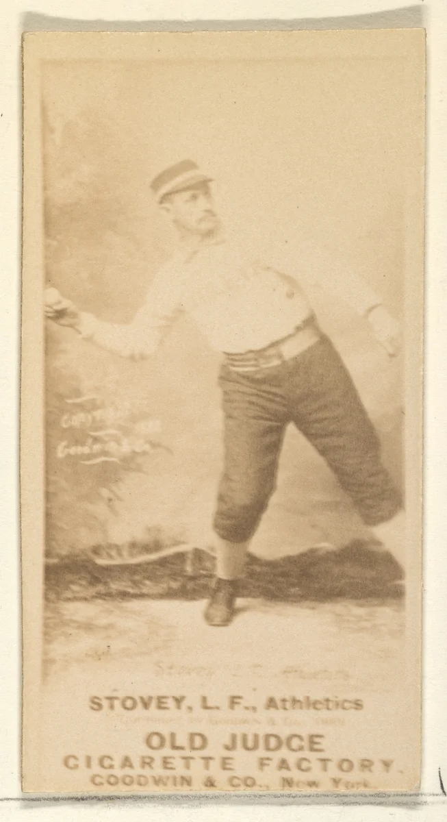 Stovey, Left Field, Philadelphia Athletics, from the Old Judge series (N172) for Old Judge Cigarettes by Goodwin & Company, photograph, 1887-1890