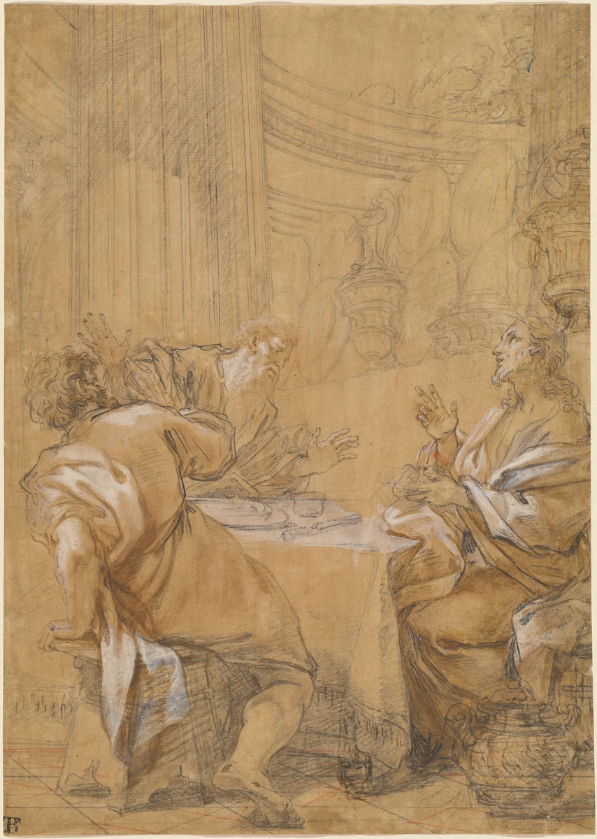 The Supper at Emmaus by Benedetto Luti, drawing, 1704-1714