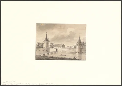 Gezicht op de Korsjespoort bij het Singel by anonymous, drawing, 1700-1799