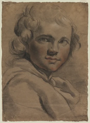 Head of a Young Man (recto) by Gaetano Gandolfi, drawing, 1780-1789