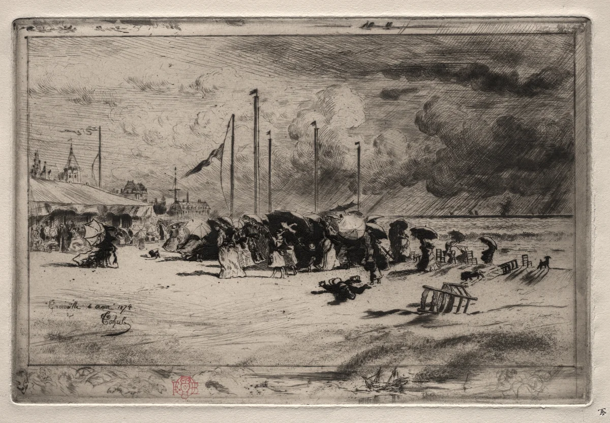 A Squall at Trouville by Félix Hilaire Buhot, print, 1874