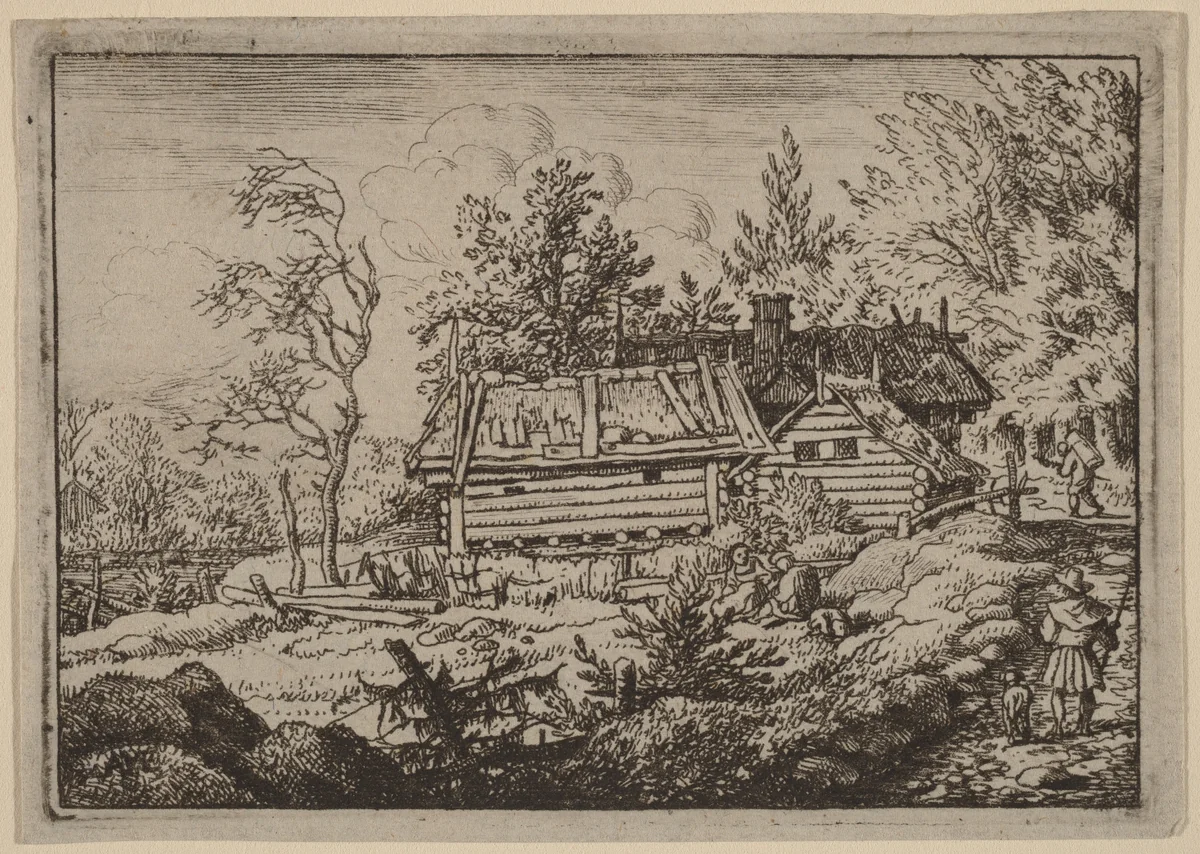 Pilgrim with a Dog by Allart van Everdingen, print, 1645-1656