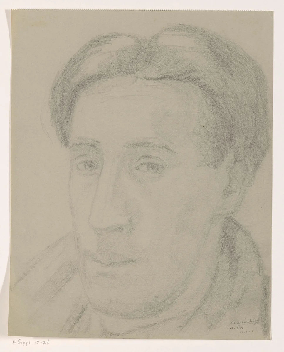 Zelfportret: B-1-1, 2 februari by Cor van Teeseling, drawing, 1942