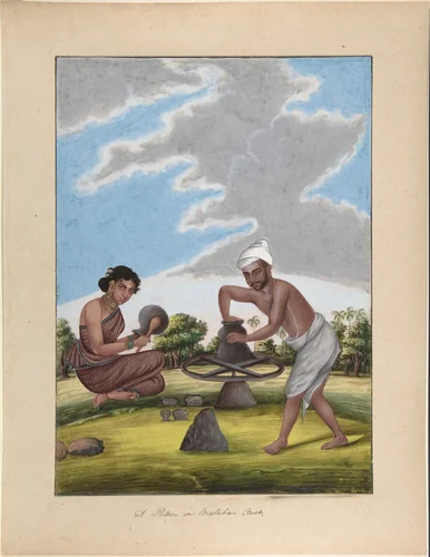 A Potter in Balabar Cast, from Indian Trades and Castes by anonymous, drawing, 1835-1845