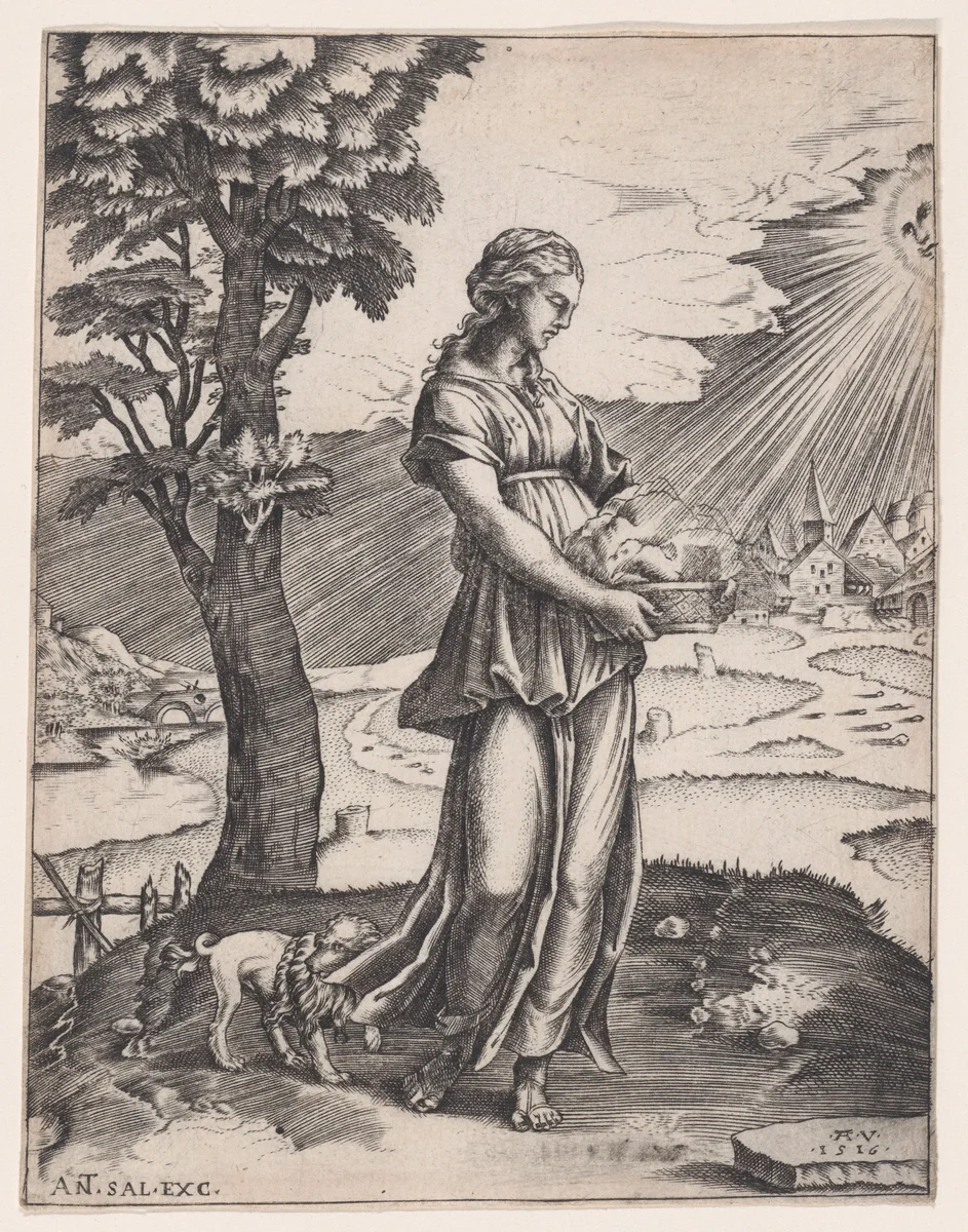 The Cumaean Sibyl by Agostino Veneziano, print, 1516