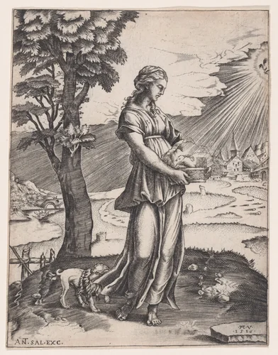 The Cumaean Sibyl by Agostino Veneziano, print, 1516
