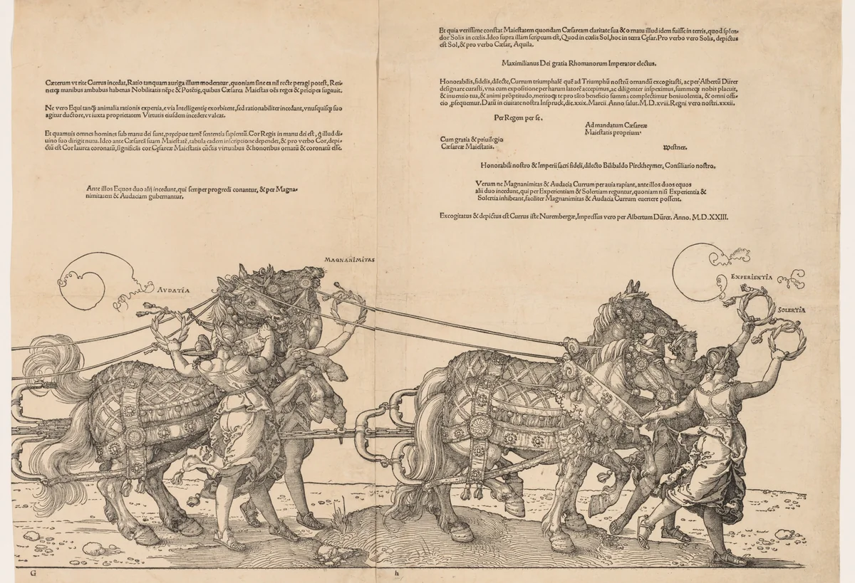 The Great Triumphal Car of Emperor Maximilian by Albrecht Dürer, print, 1523