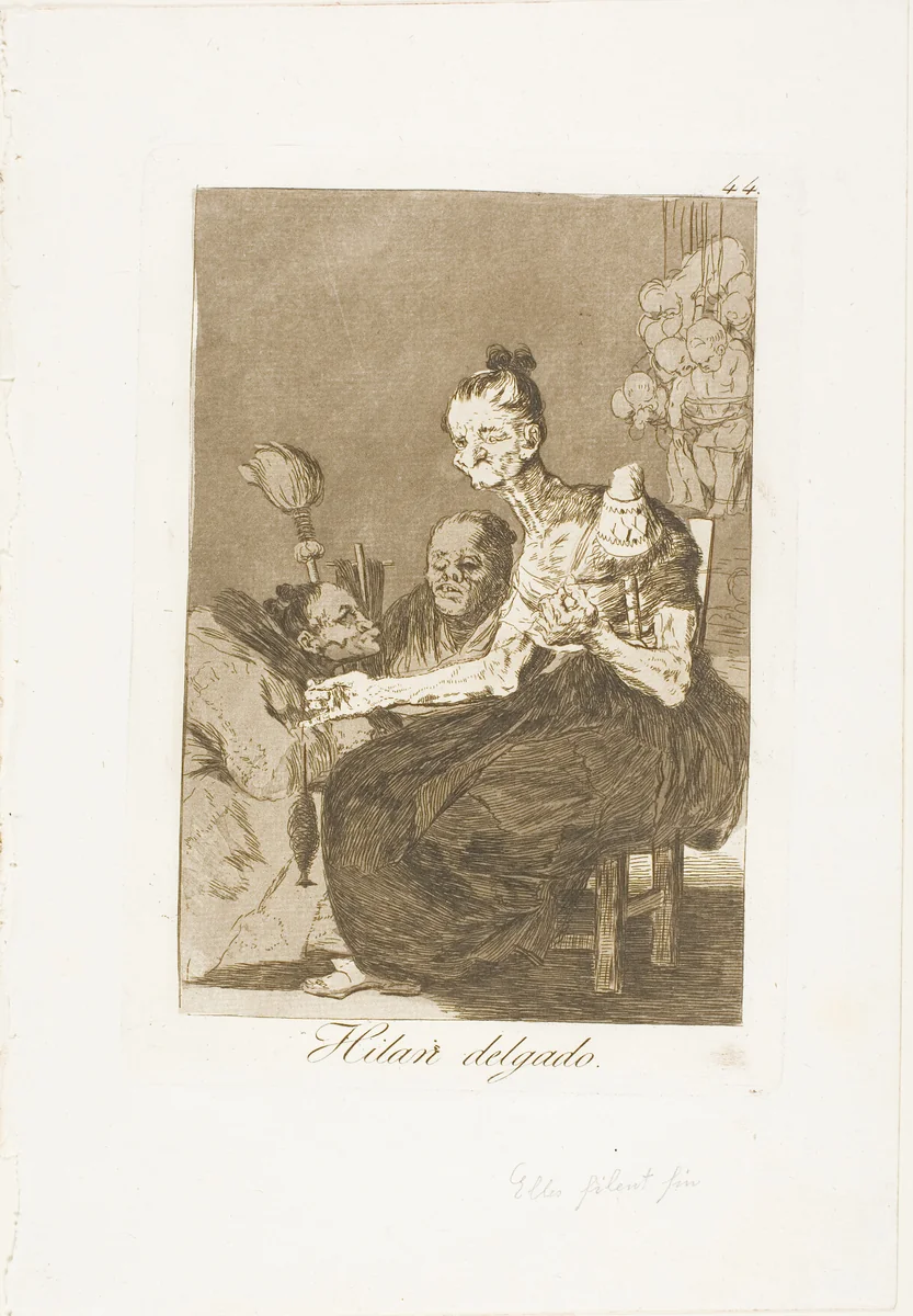 They Spin Finely, plate 44 from Los Caprichos by Francisco José de Goya, print, 1797-1799
