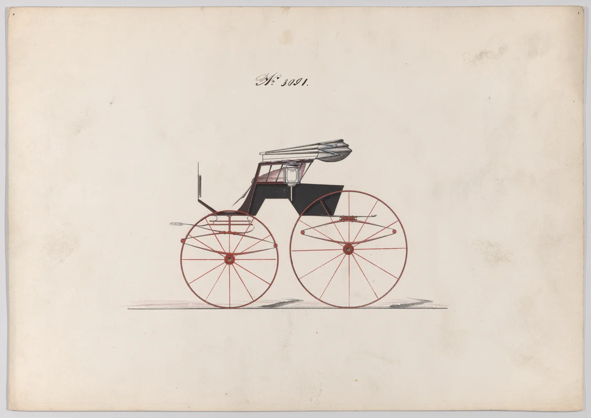 Design for Stick Seat Road Wagon, no. 3091 by Brewster & Co., drawing, 1875