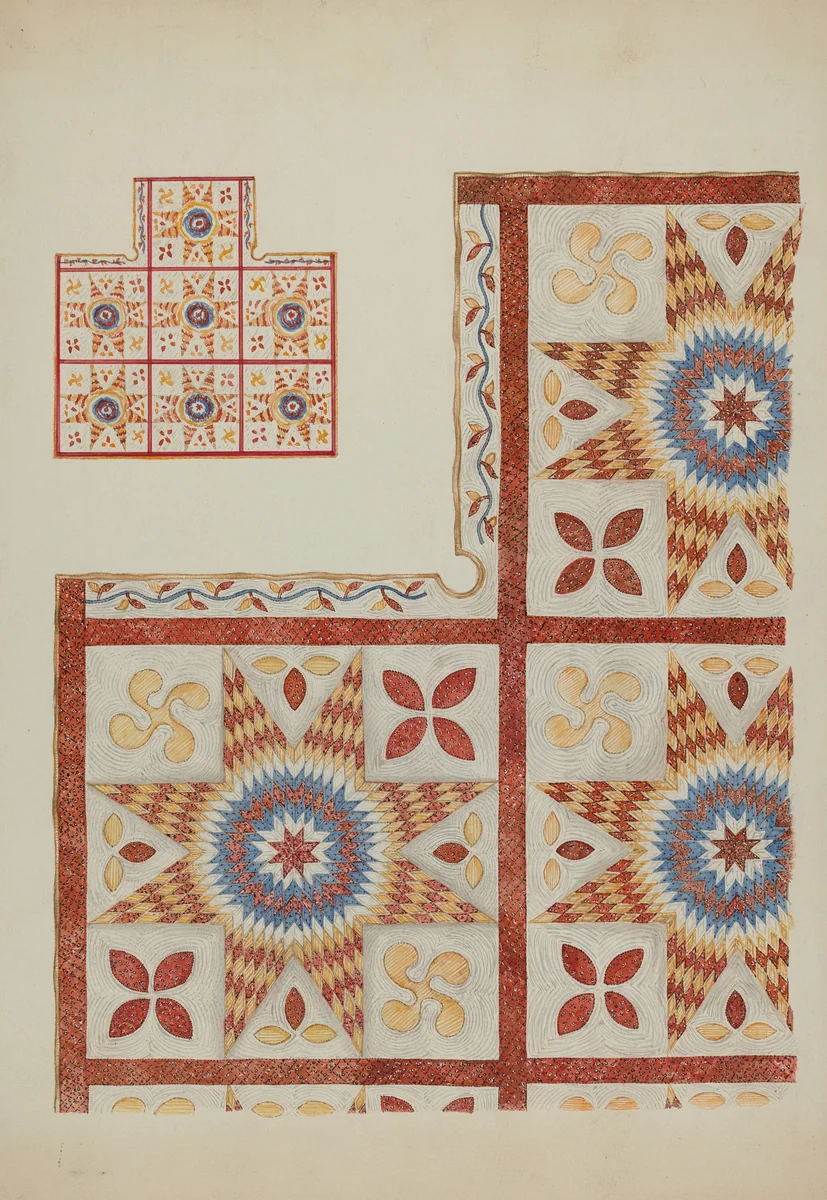 Applique Quilt by American 20th Century, index of american design, 1935-1942