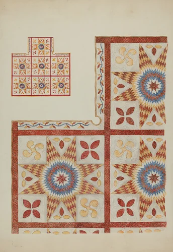 Applique Quilt by American 20th Century, index of american design, 1935-1942