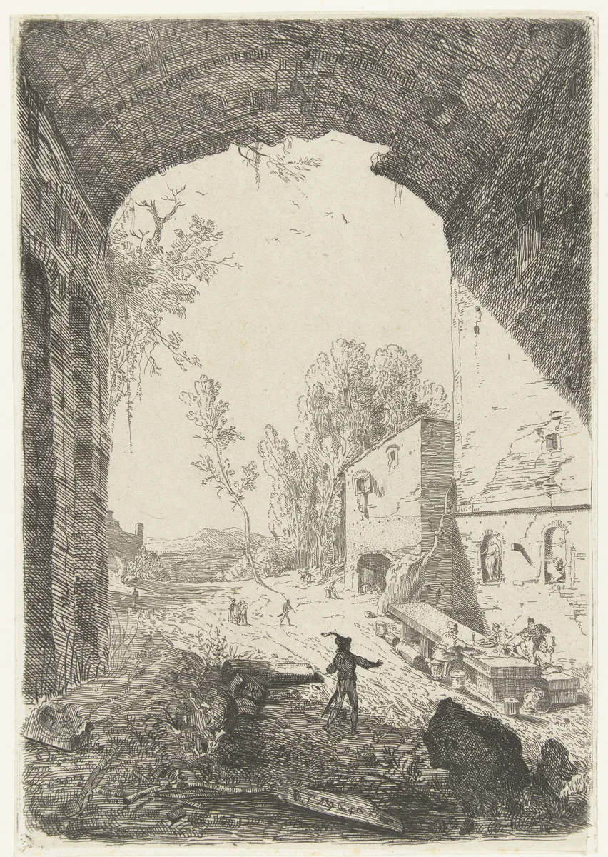 Herberg bij de Grotta della Ninfa Egeria by William Young Ottley, print, 1640