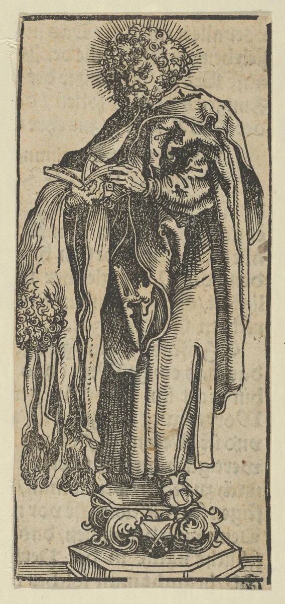 Silver Statuette of St. Bartholomew, from the "Wittenberg Reliquaries" by Lucas Cranach, print, 1472-1553