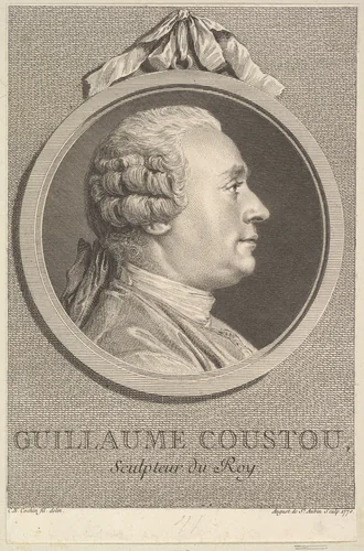 Portrait of Guillaume Coustou by Augustin de Saint-Aubin, print, 1770