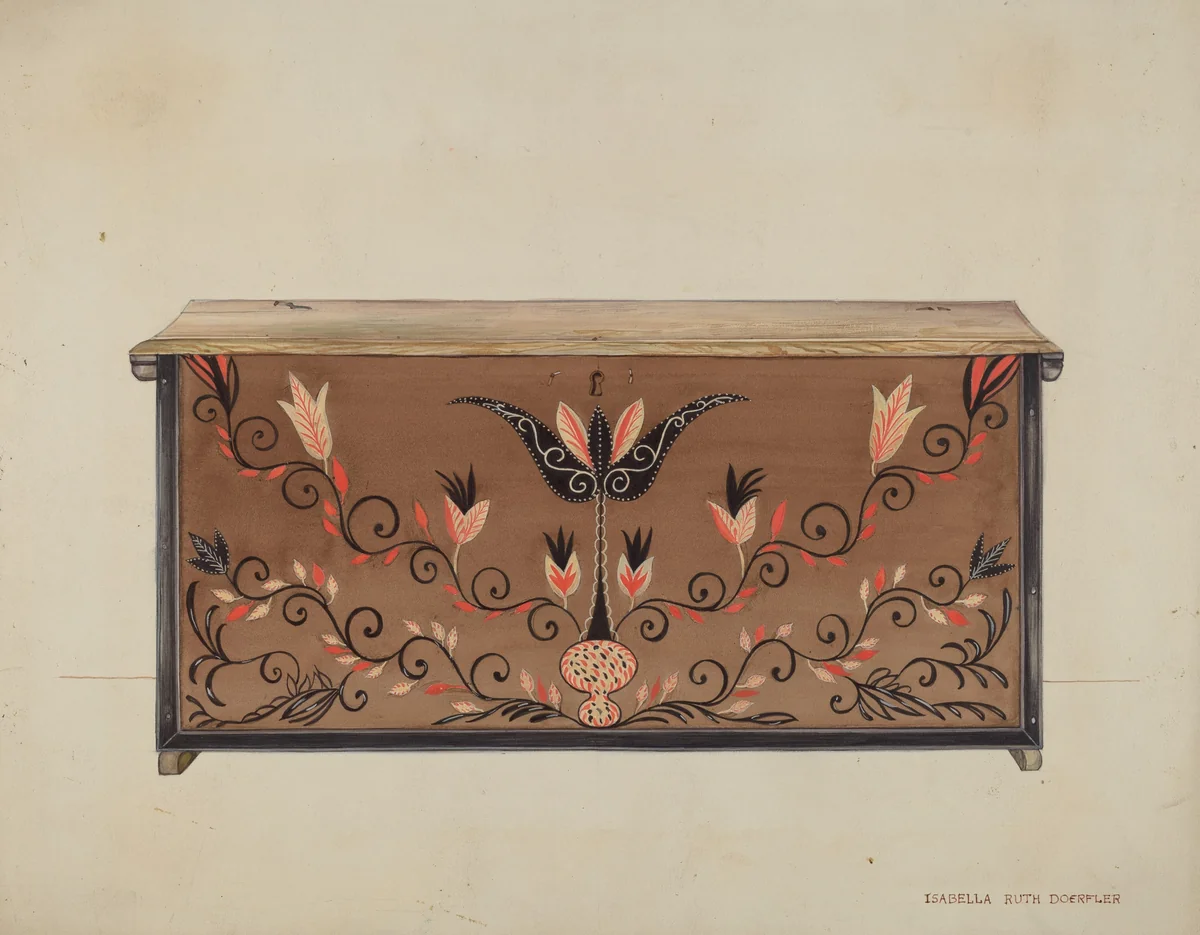 Guilford Blanket Chest by Isabella Ruth Doerfler, index of american design, 1936