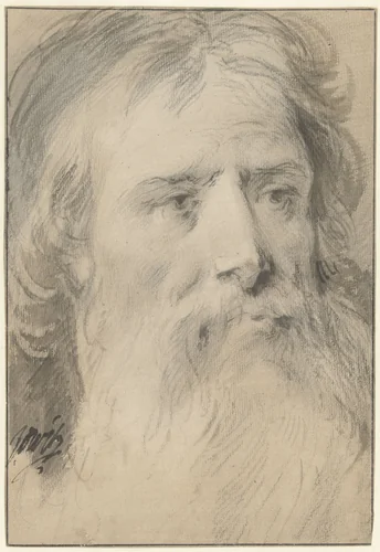 Manskop met grote baard by Jacob de Wit, drawing, 1705-1754