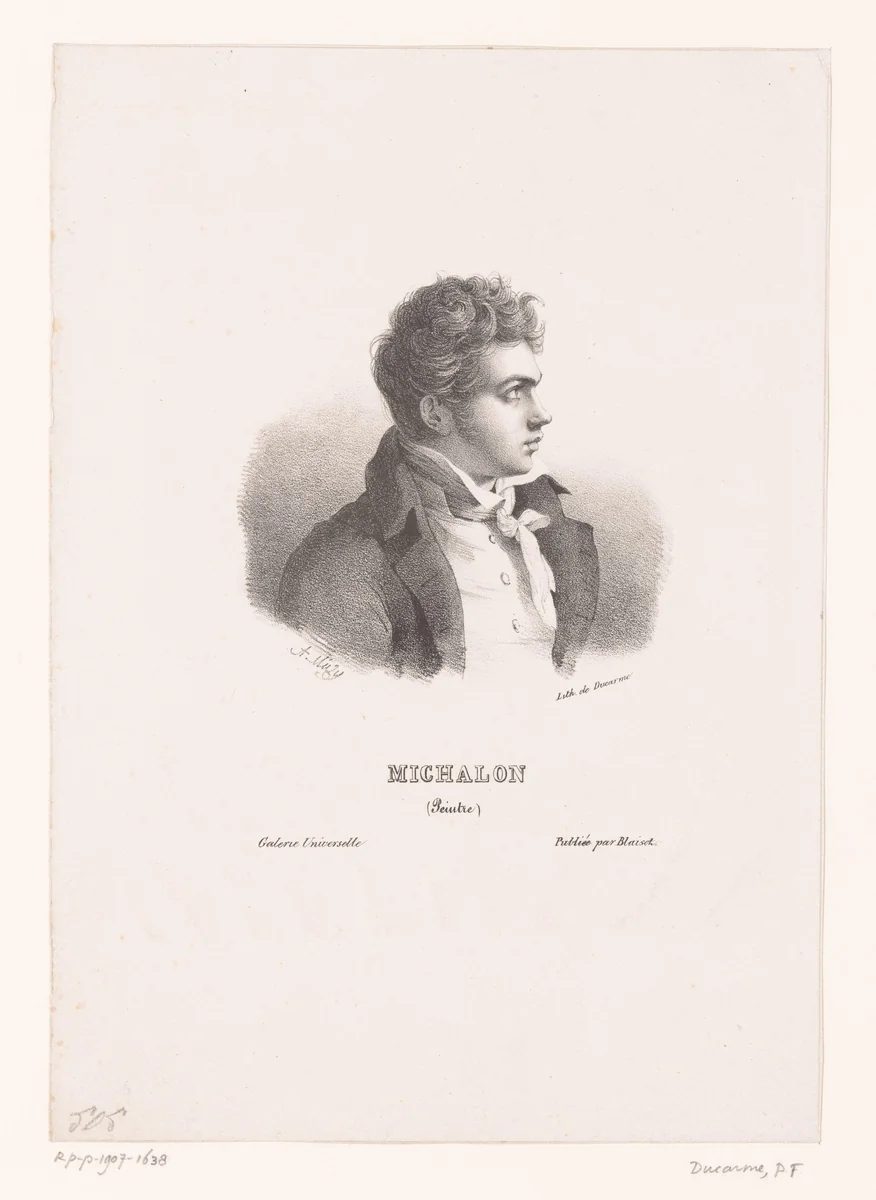 Portret van Achille Etna Michallon by A. Muzy, print, 1820-1829