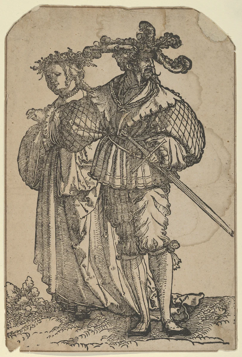 Dancing Couple (I), from The Wedding Dancers (restrike) by Hans Schäufelein, print, 1500-1540