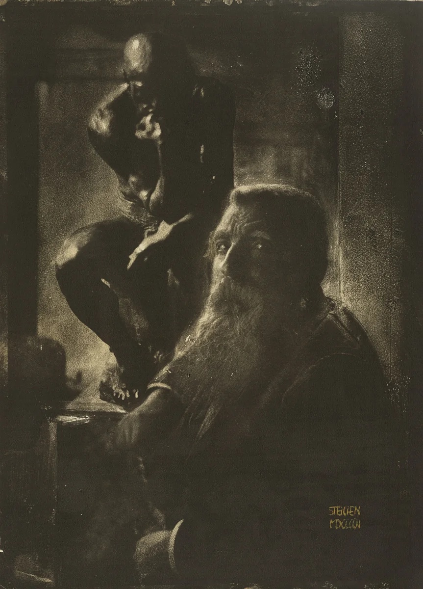 Rodin and "The Thinker" by Edward Steichen, photograph, 1902