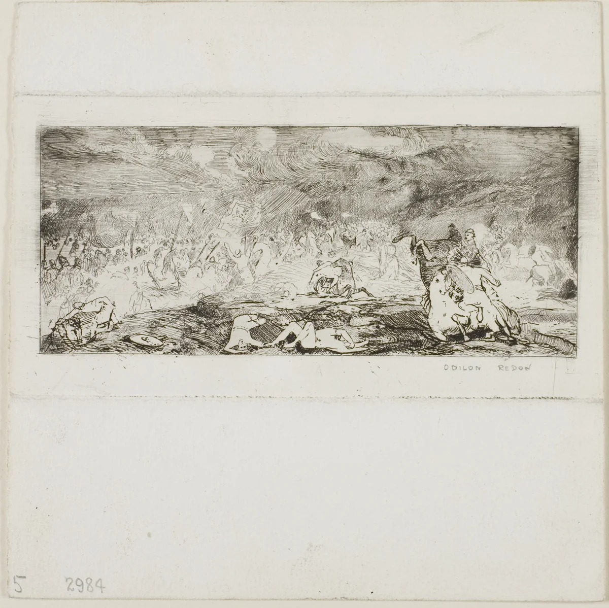 Battle by Odilon Redon, print, 1865