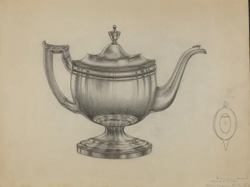 Silver Teapot by Gerald Bernhardt, index of american design, 1935-1942