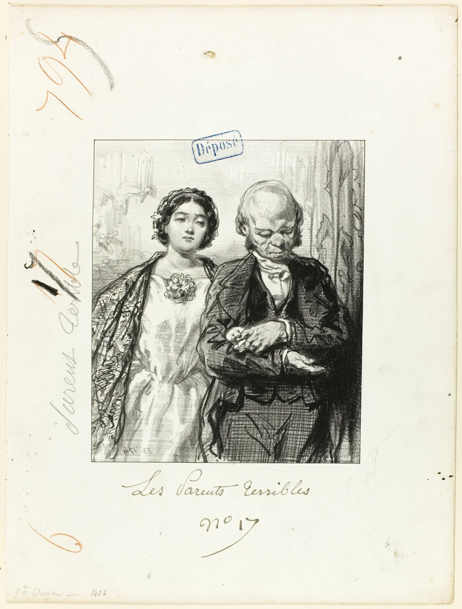 Les-Parents-Terribles series: Come, come a ball's always the same by Paul Gavarni, print, 1853
