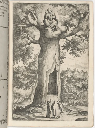 Apparition of the Virgin in the Beech Tree (Faggio dell'apparizione della Vergine) [plate P] by Jacopo Ligozzi, print, 1612