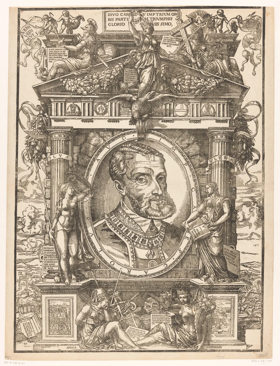Portret van Karel V van Habsburg by Unknown, print, 1550