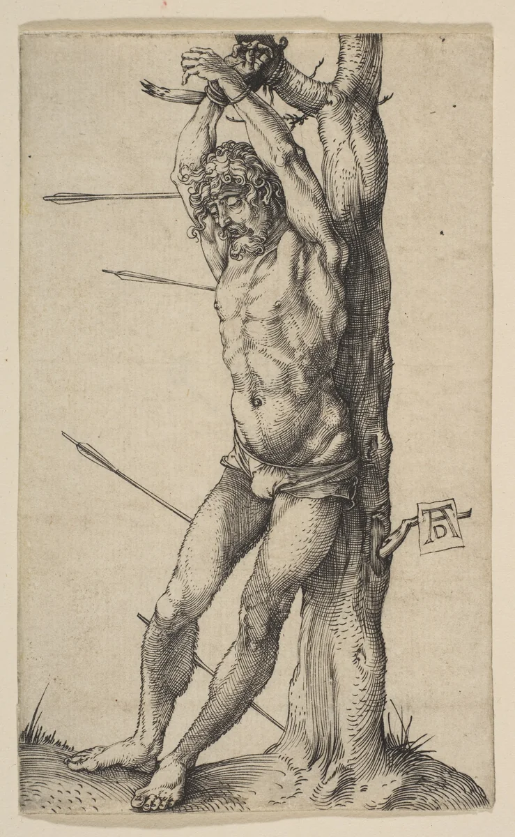 Saint Sebastian Tied to a Tree by Albrecht Dürer, print, 1501