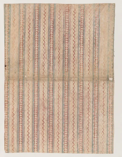 Book cover with overall stripe, zigzag, and triangle pattern by anonymous, print, 1800-1900