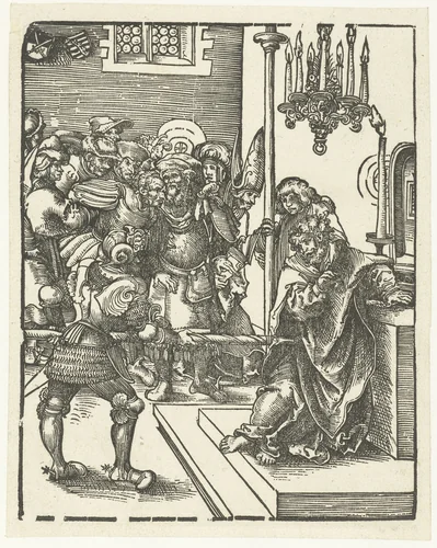 Tomas doodgestoken met een speer by Lucas Cranach, print, 1510-1514