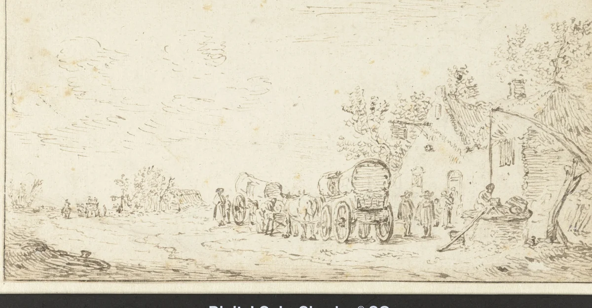 De halteplaats by Jan van Goyen, drawing, 1606-1656