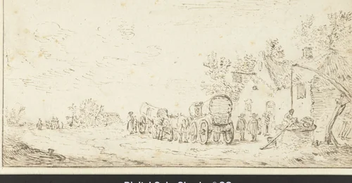 De halteplaats by Jan van Goyen, drawing, 1606-1656