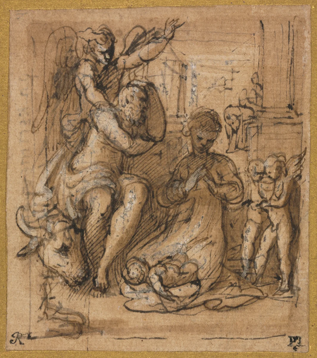 The Nativity with the Dream of Joseph by Parmigianino, drawing, 1527-1530