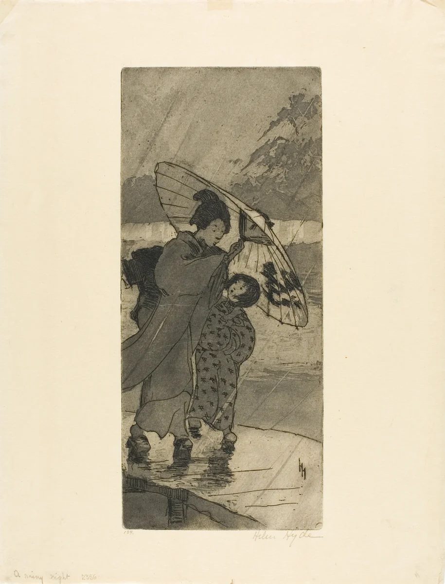 A Rainy Night by Helen Hyde, print, 1906