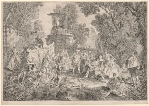 The Game of Blind Man's Bluff by Charles Nicolas Cochin, print, 1739