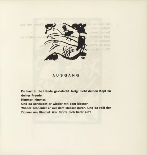 Vignette next to "Exit" (Vignette bei "Ausgang") (headpiece, folio 36) from Klänge (Sounds) by Wassily Kandinsky, illustrated book, 1913