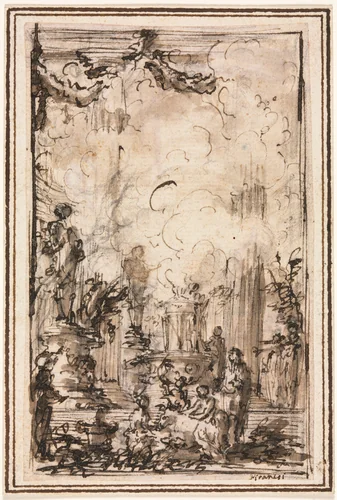 Sacrificial Offering in a Temple by Giovanni Battista Piranesi, drawing, 1750-1770