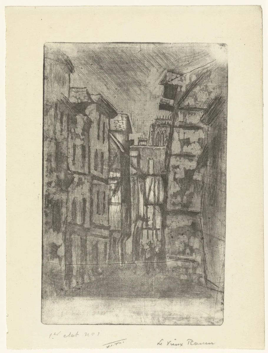 Het oude Rouen by Camille Pissarro, print, 1896
