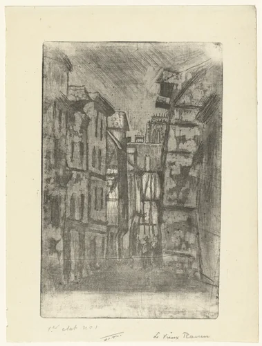 Het oude Rouen by Camille Pissarro, print, 1896