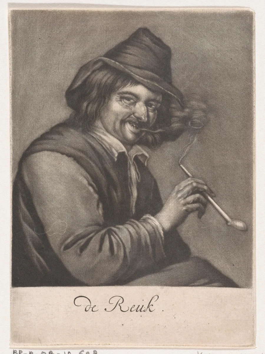 Pijprokende man by anonymous, print, 1660-1800