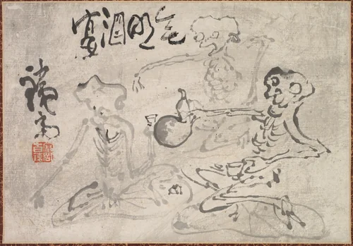 Sake Party with No Light by Tomioka Tessai, painting, 1856-1924