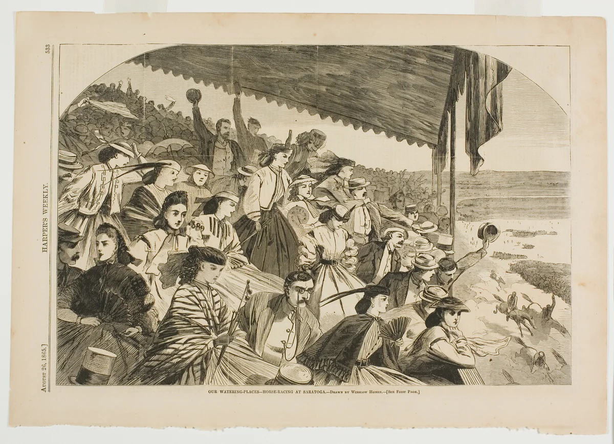Our Watering Places—Horse-Racing at Saratoga by Winslow Homer, print, 1865